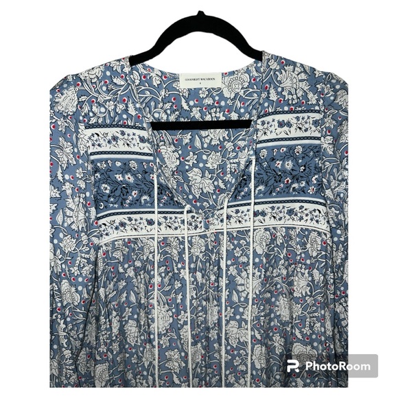 Goodnight Macaroon 'Katie' Bohemian Print Blue Tassel Dress - Picture 5 of 5